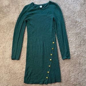 VENUS Teal Long Sleeve Dress with Gold Buttons